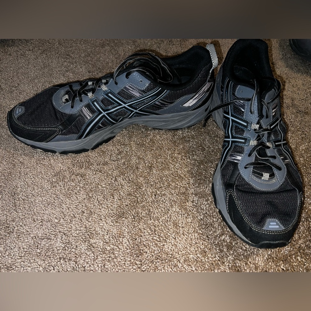 Asics Black and Gray Athletic Shoes with Cushioned Sole